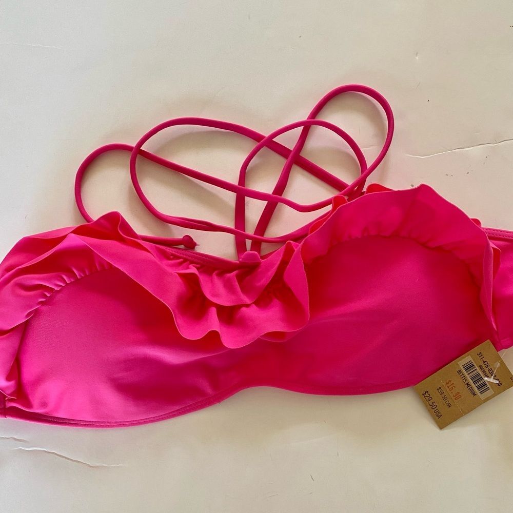 Hollister bikini top Size M Hot Pink Raffled New